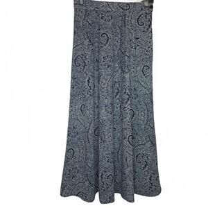 Casual Corner Vintage navy cream floral paisley midi skirt flowy Women's size 4